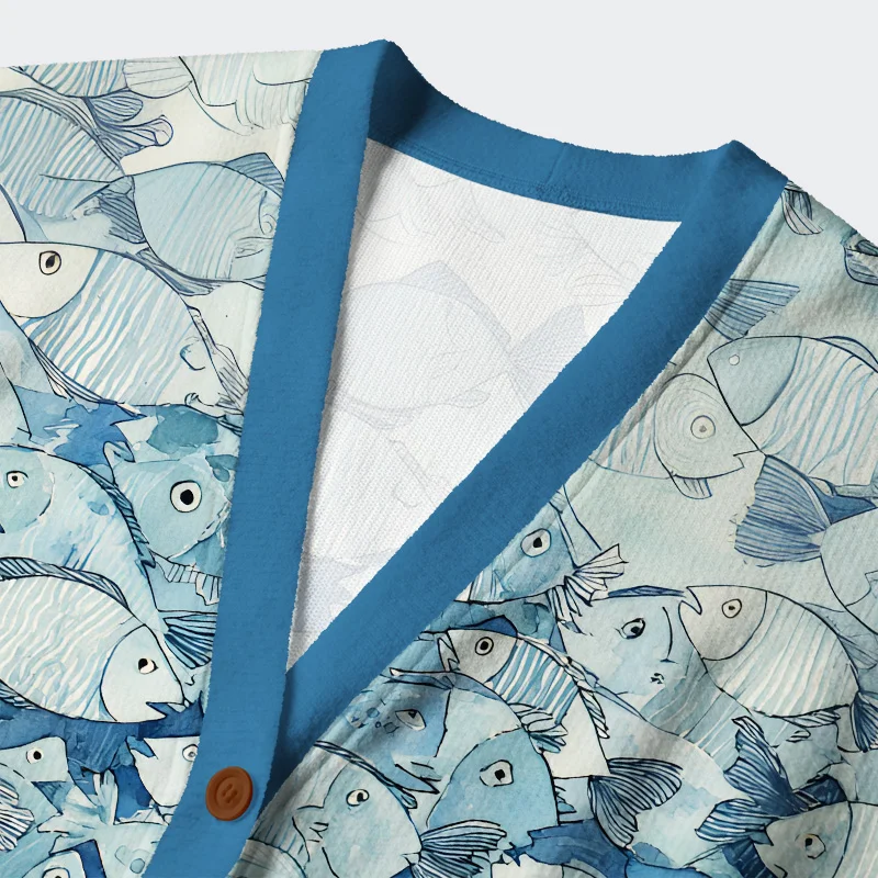 Tokyo-Tiger Siamese Cat Among The Fish Ugly Cardigan Sweater