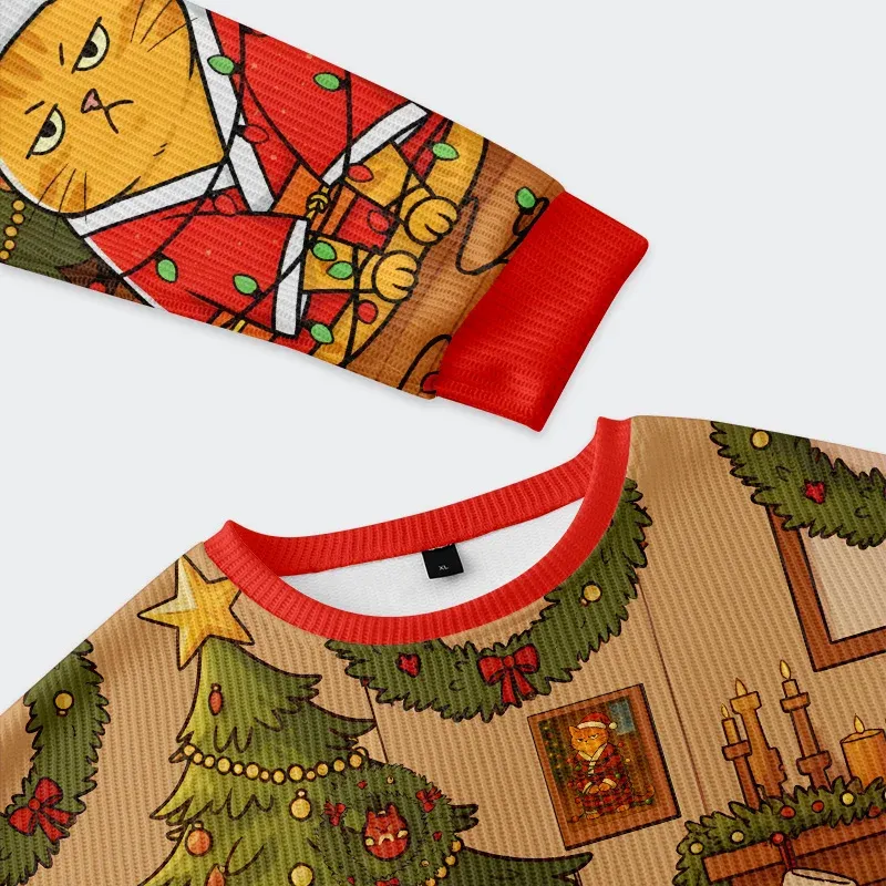 Tokyo-Tiger Fat Cat Christmas Ugly Sweatshirt