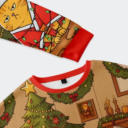 Tokyo-Tiger Fat Cat Christmas Ugly Sweatshirt