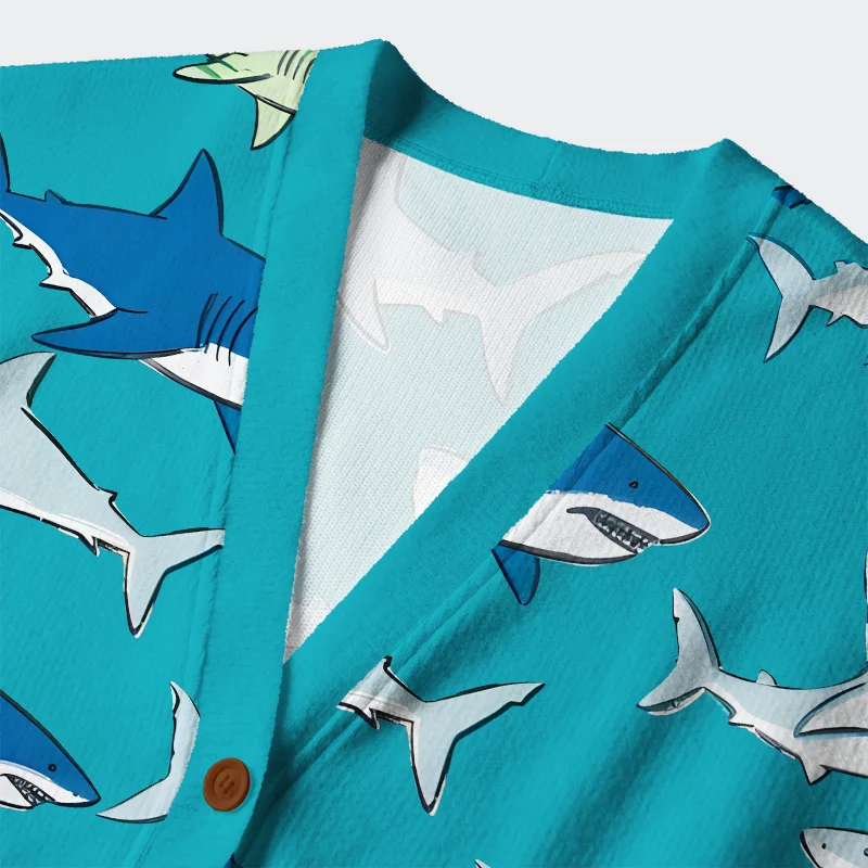 Tokyo-Tiger Shark Swarm Ugly Cardigan Sweater