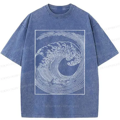 Tokyo-Tiger Minimalist Wave Washed T-Shirt