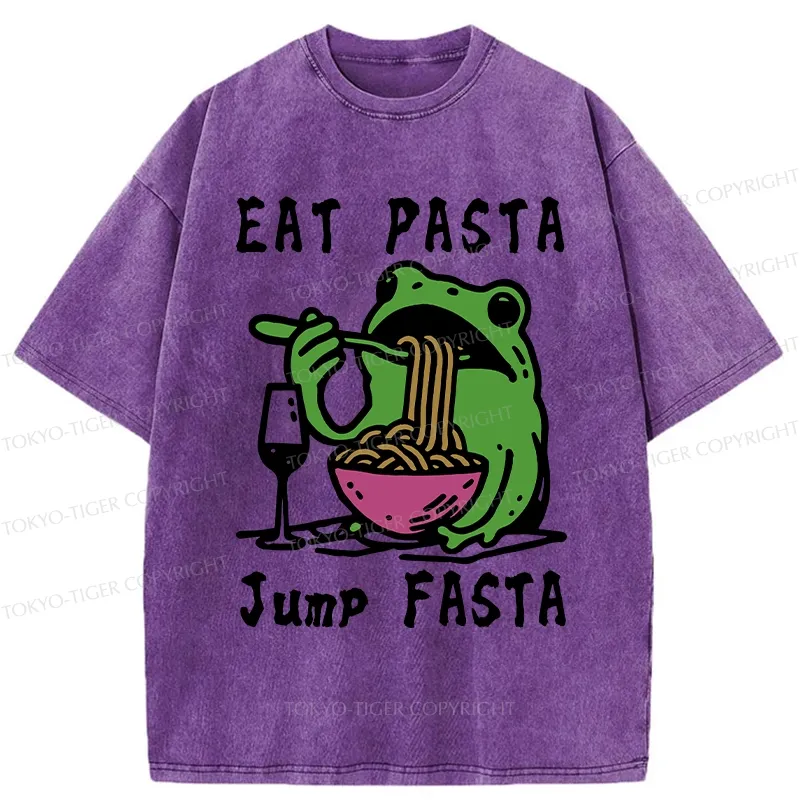 Tokyo-Tiger Eat Pasta Jump Fasta Washed T-Shirt