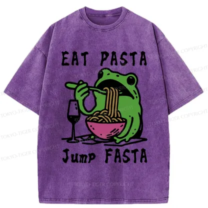 Tokyo-Tiger Eat Pasta Jump Fasta Washed T-Shirt