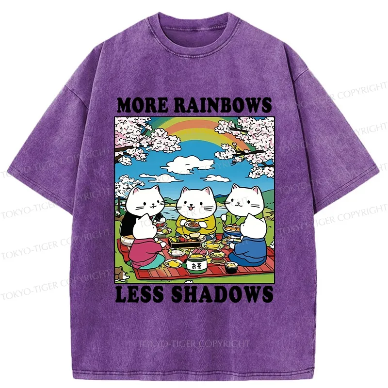 Tokyo-Tiger More Rainbows Less Shadows Funny Washed T-Shirt