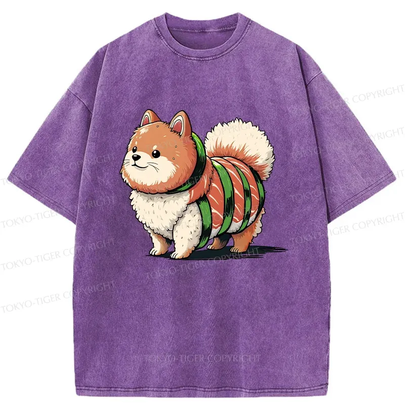 Tokyo-Tiger Japanese Rice Ball Dog Washed T-Shirt