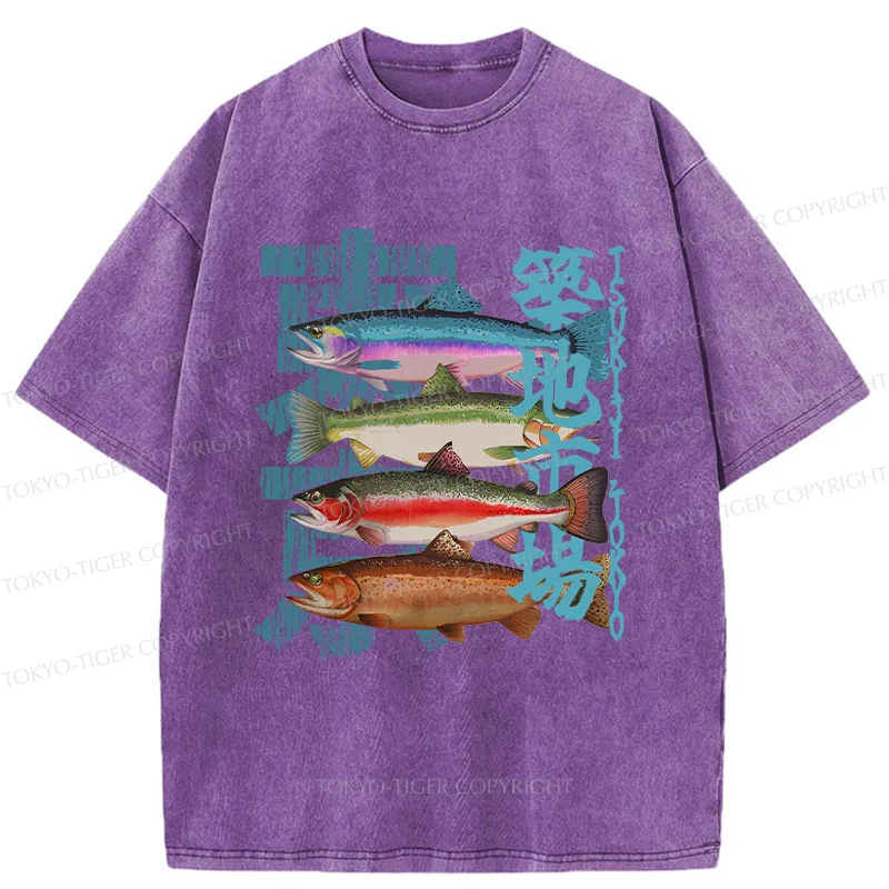Tokyo-Tiger Retro Tsukiji Market Washed T-Shirt