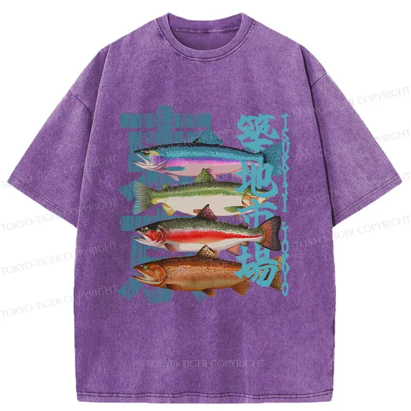 Tokyo-Tiger Retro Tsukiji Market Washed T-Shirt