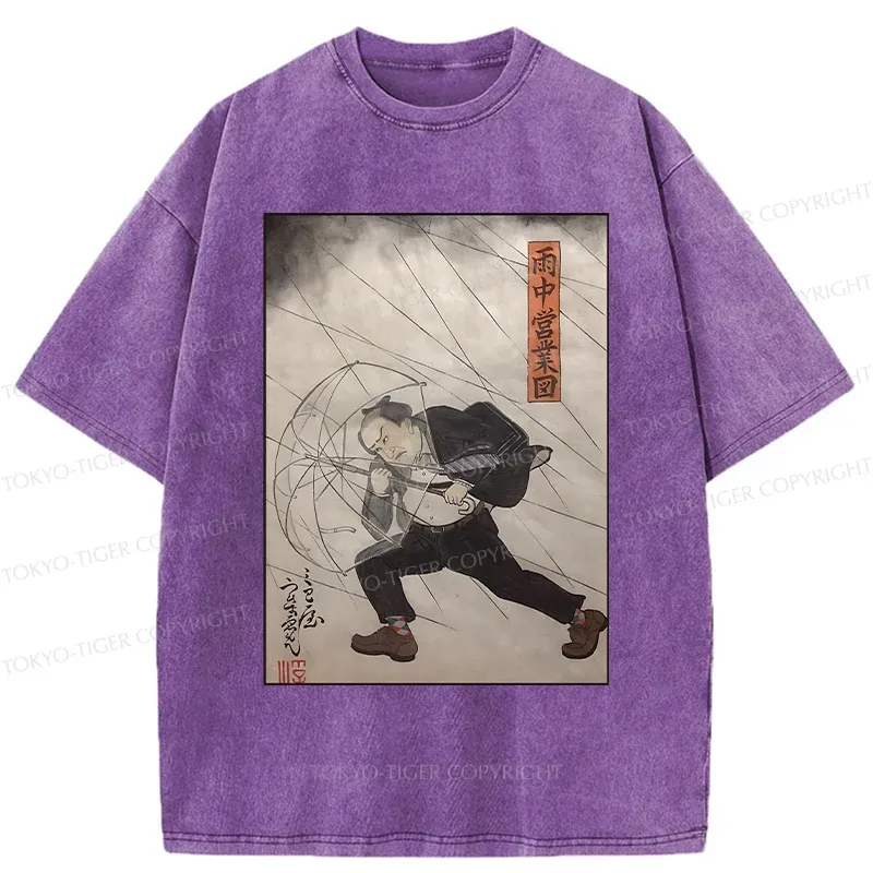 Tokyo-Tiger Tough Office Worker Washed T-Shirt