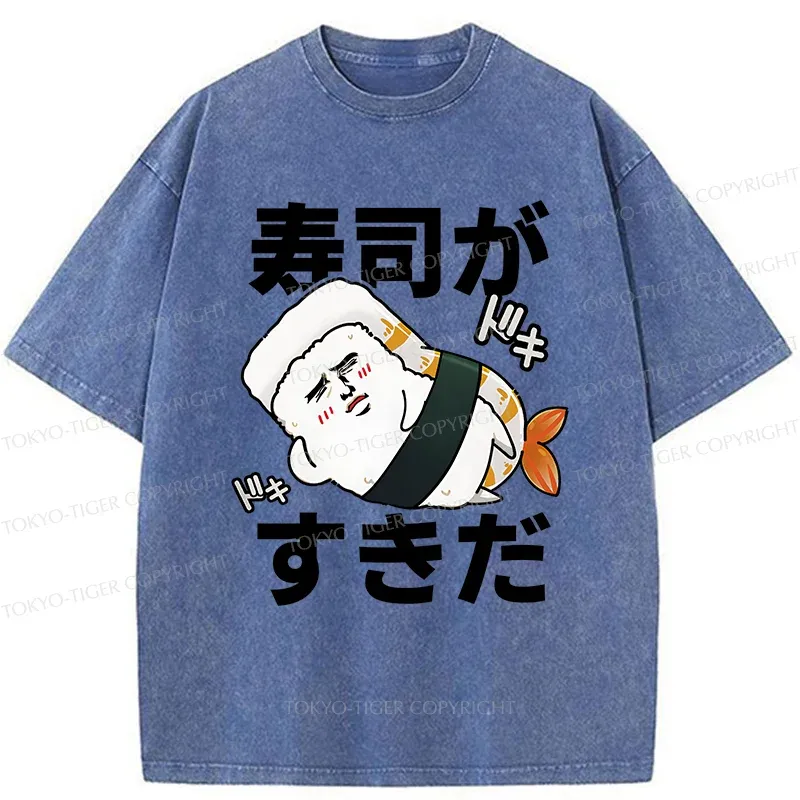 Tokyo-Tiger Interesting sushi Meme Washed T-Shirt