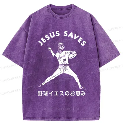 Tokyo-Tiger Baseball Jesus' Blessing Washed T-Shirt