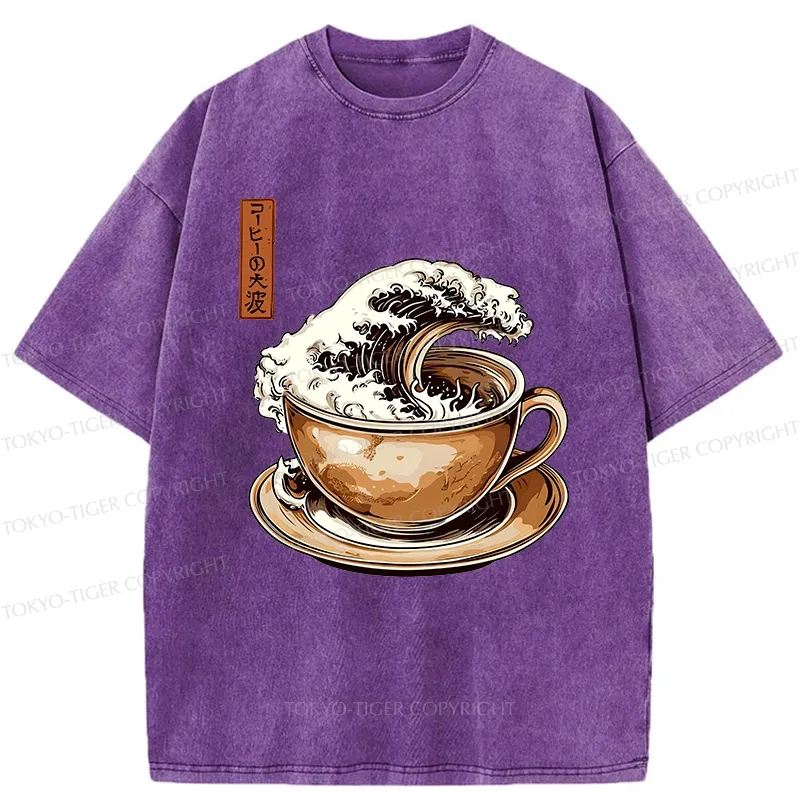 Tokyo-Tiger The Great Coffee Wave Washed T-Shirt