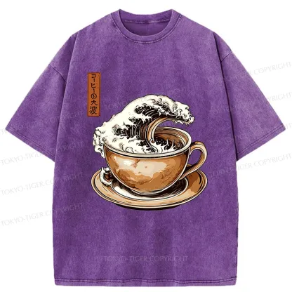 Tokyo-Tiger The Great Coffee Wave Washed T-Shirt