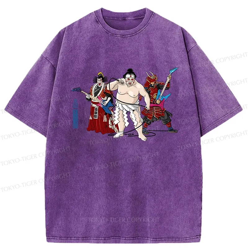 Tokyo-Tiger The Rock Kabuki Samurai Sumo Washed T-Shirt