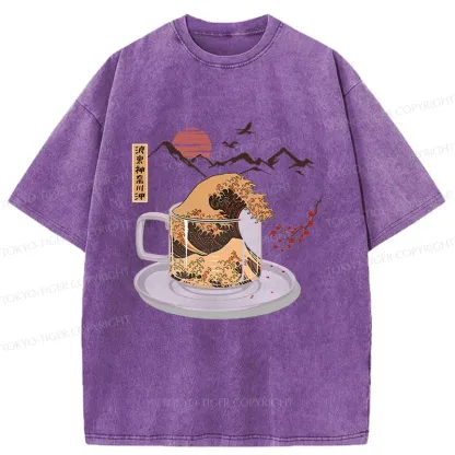 Tokyo-Tiger Vintage Coffee Wave Washed T-Shirt