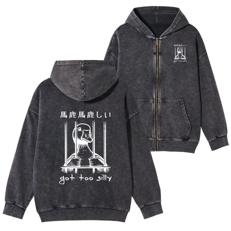 Tokyo-Tiger Got Too Silly Washed Zip Hoodie Sale