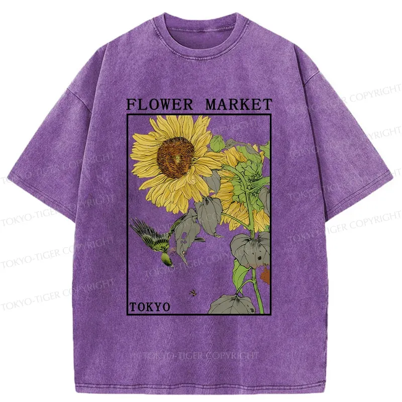Tokyo-Tiger Vintage Sunflower Washed T-Shirt
