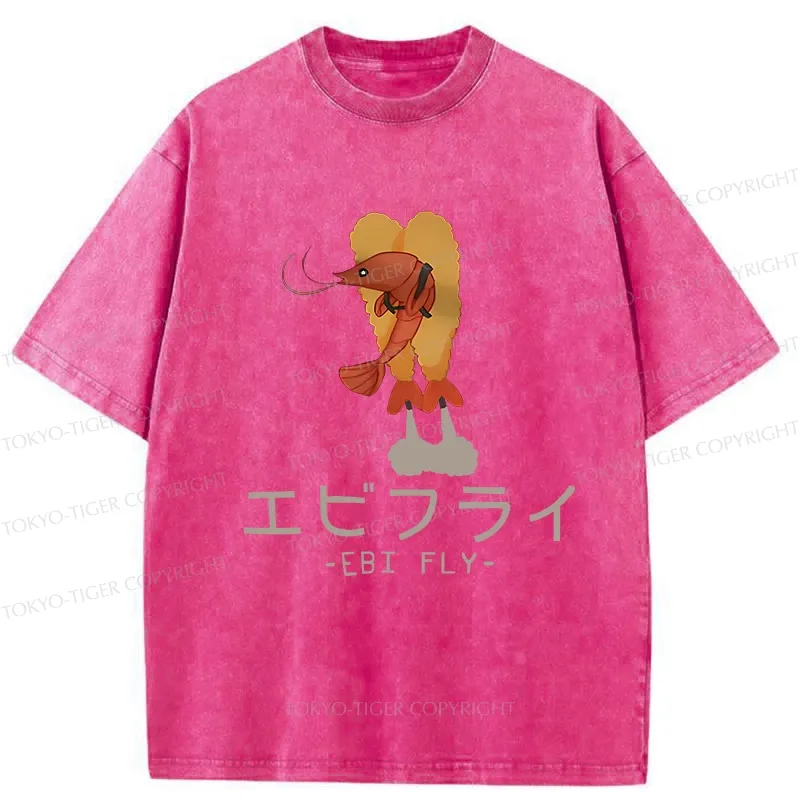 Tokyo-Tiger Yummy Fried shrimp Washed T-Shirt