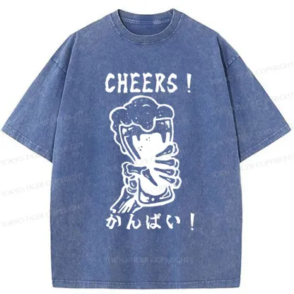 Tokyo-Tiger Cheers Together Washed T-Shirt