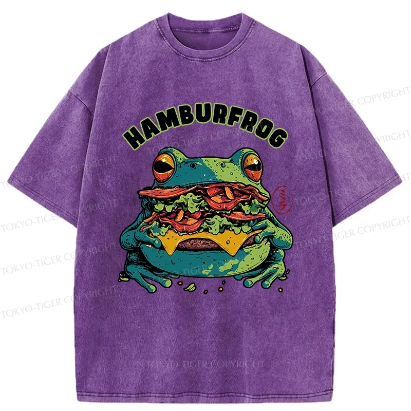 Tokyo-Tiger Funny Hamburfrog Washed T-Shirt