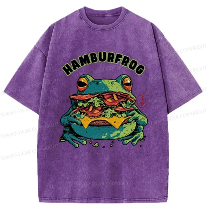Tokyo-Tiger Funny Hamburfrog Washed T-Shirt