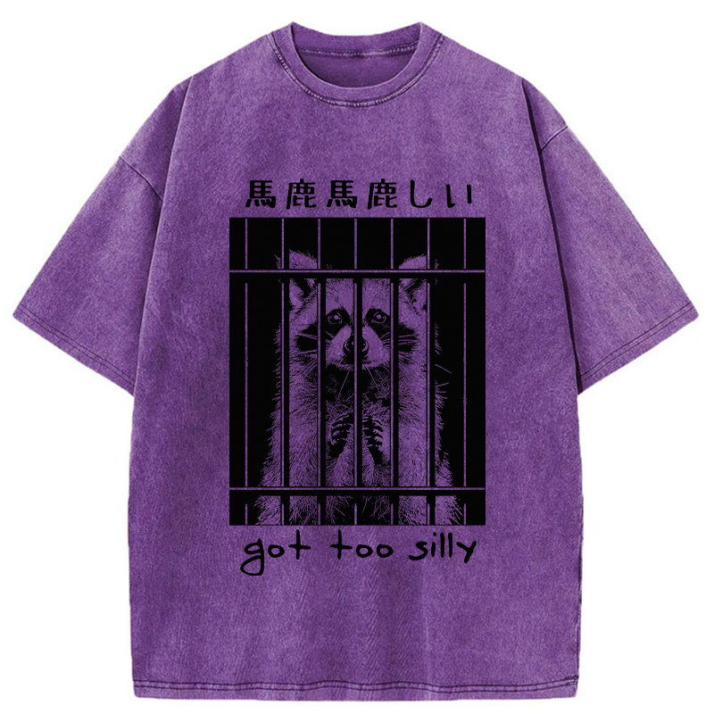 Tokyo-Tiger Raccoon Got Too Silly Washed T-Shirt