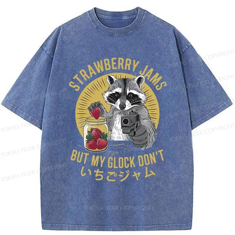 Tokyo-Tiger Strawberry Jam Raccoon Washed T-Shirt