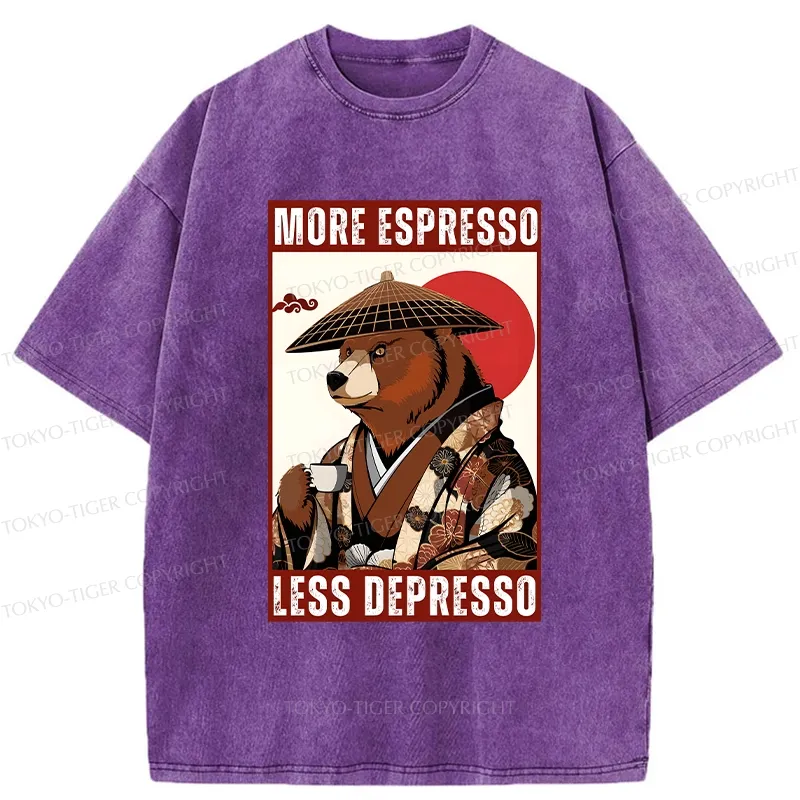 Tokyo-Tiger More Espresso Less Depresso Bear Washed T-Shirt Sale