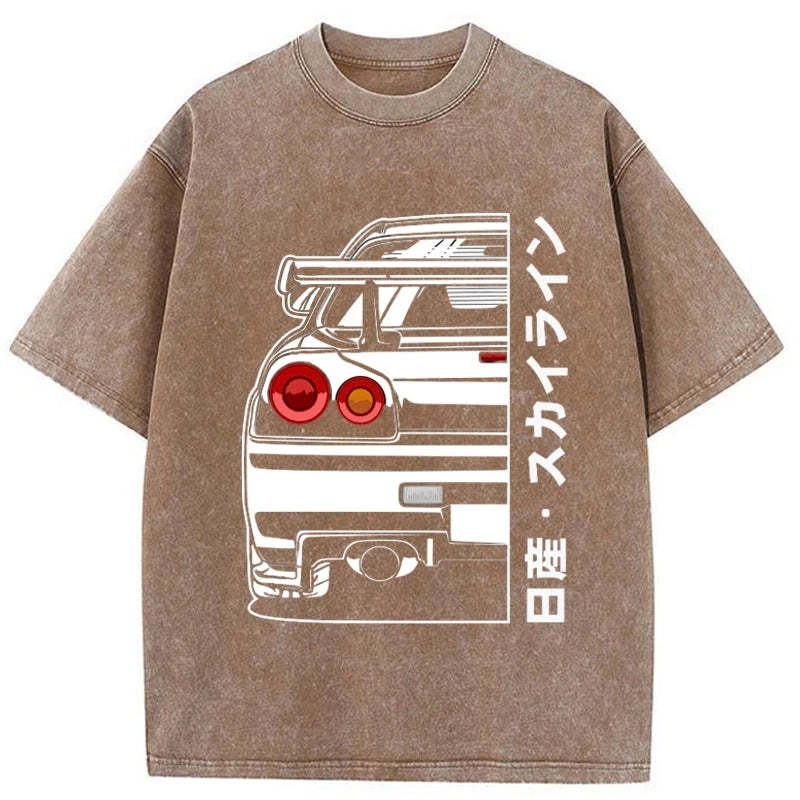 Tokyo-Tiger Nissan Skyline GTR R34 Washed T-Shirt Sale