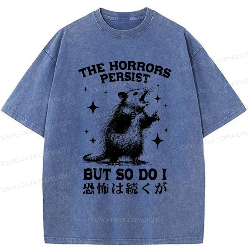 Tokyo-Tiger Possum Suffering Terror Washed T-Shirt