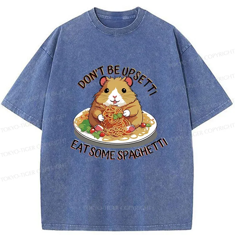 Tokyo-Tiger Mouse Eating Spaghetti Washed T-Shirt