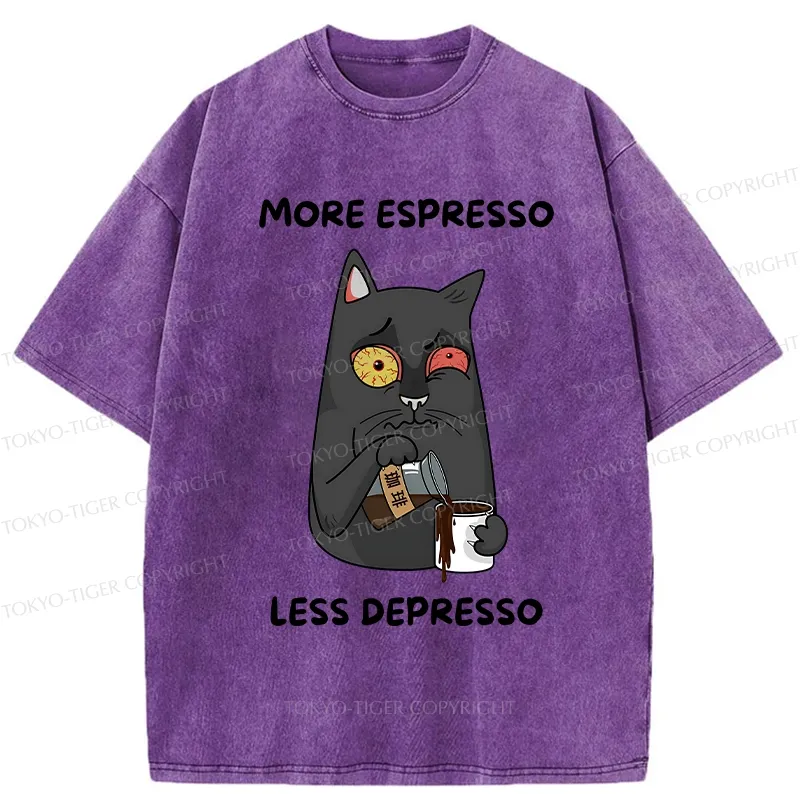 Tokyo-Tiger Japan More Espresso Less Depresso Washed T-Shirt