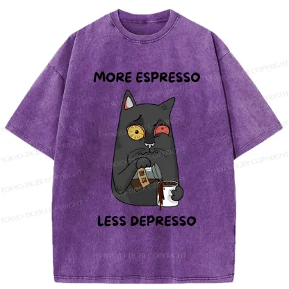 Tokyo-Tiger Japan More Espresso Less Depresso Washed T-Shirt