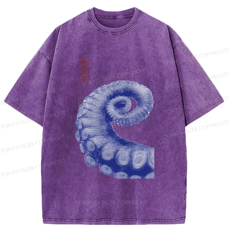 Tokyo-Tiger Octopus Tentacle Washed T-Shirt