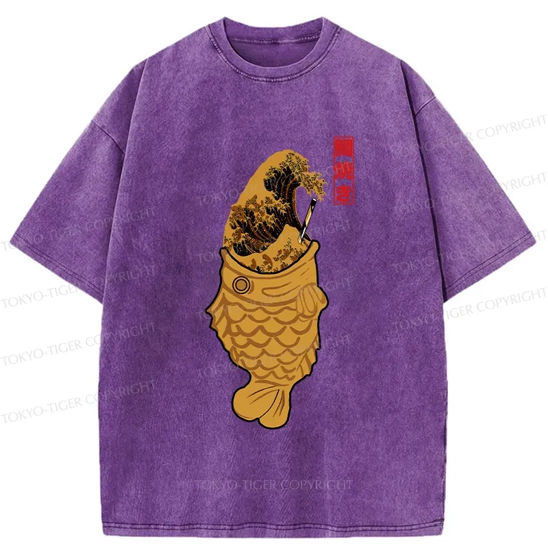 Tokyo-Tiger The Great Wave Off Taiyaki Washed T-Shirt