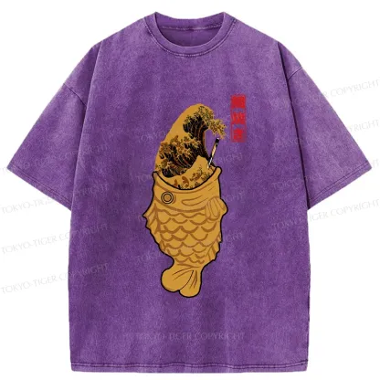 Tokyo-Tiger The Great Wave Off Taiyaki Washed T-Shirt
