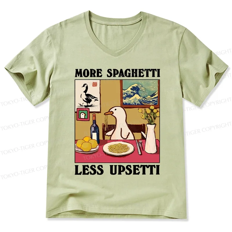 Tokyo-Tiger More Spaghetti Less Upsetti Goose V-Neck Classic T-Shirt