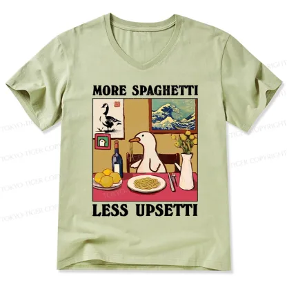 Tokyo-Tiger More Spaghetti Less Upsetti Goose V-Neck Classic T-Shirt