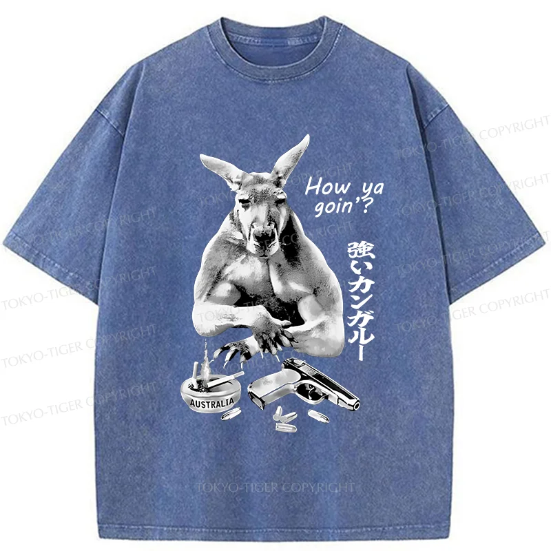 Tokyo-Tiger Strong Kangaroo Washed T-Shirt