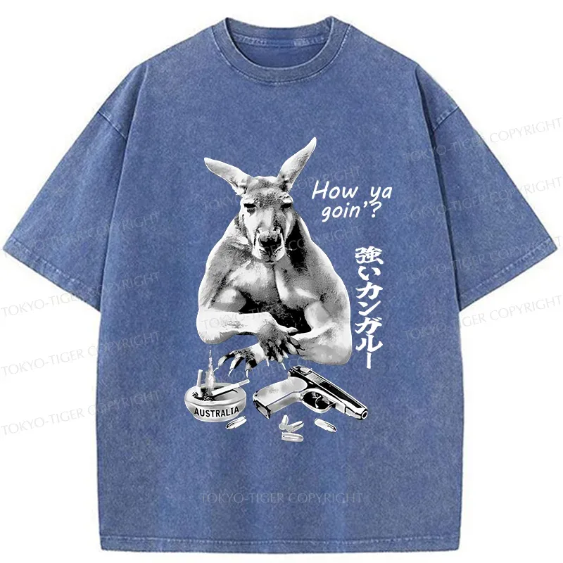 Tokyo-Tiger Strong Kangaroo Washed T-Shirt