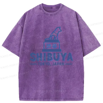 Tokyo-Tiger Loyal Dog Statue Washed T-Shirt