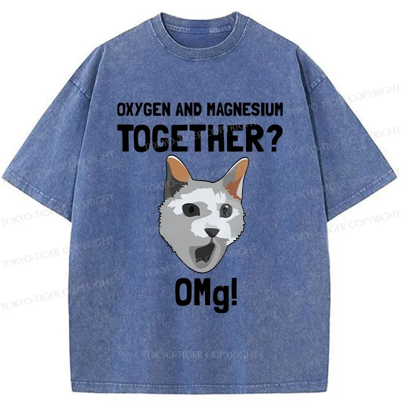 Tokyo-Tiger Surprised Cat Washed T-Shirt