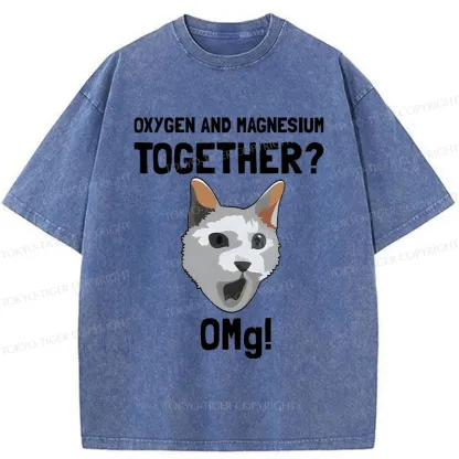 Tokyo-Tiger Surprised Cat Washed T-Shirt