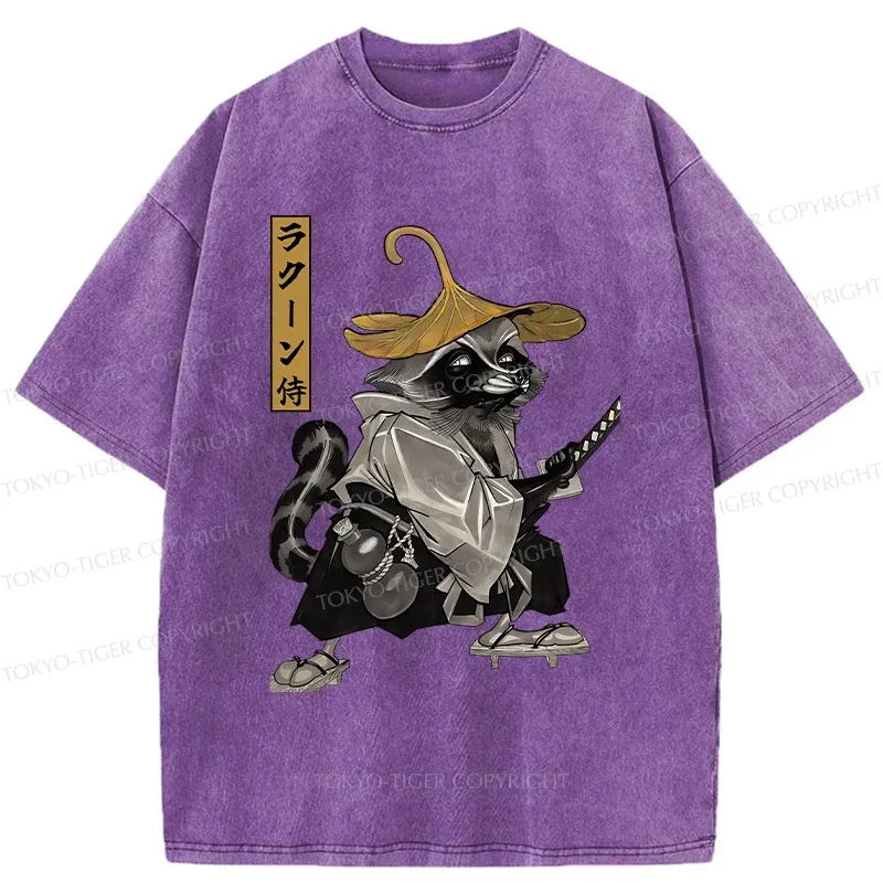Tokyo-Tiger Samurai Raccoon Washed T-Shirt