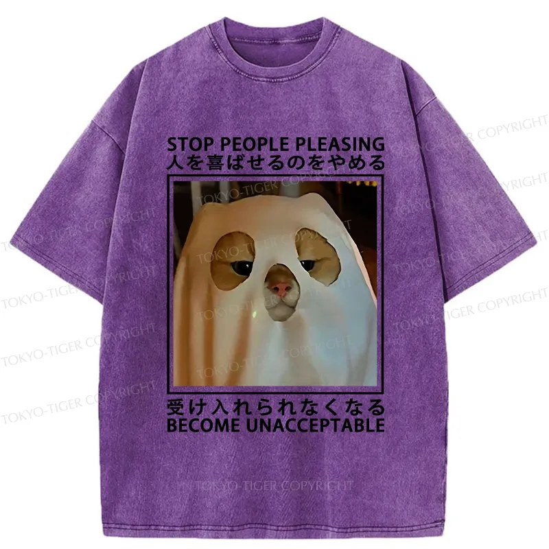 Tokyo-Tiger Stop People Pleasing Become Unacceptable Washed T-Shirt