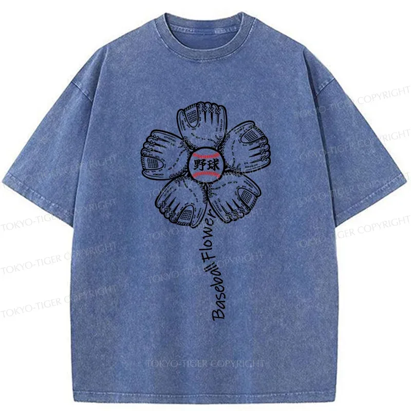Tokyo-Tiger Baseball Flower Washed T-Shirt