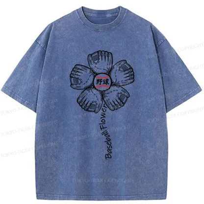 Tokyo-Tiger Baseball Flower Washed T-Shirt