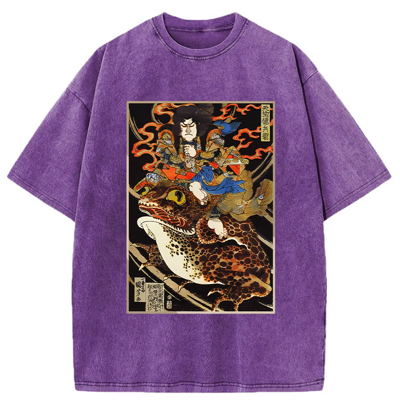 Tokyo-Tiger Japanese Samurai Ride A Toad Washed T-Shirt
