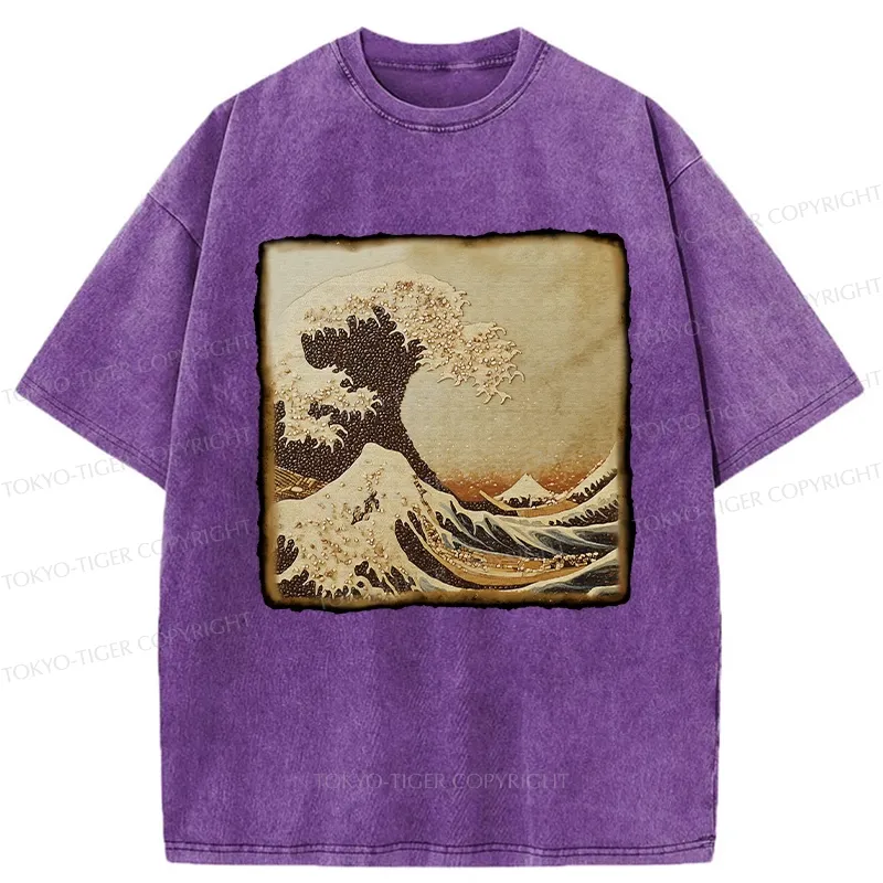 Tokyo-Tiger The Great Wave Off Coffee Beans Washed T-Shirt