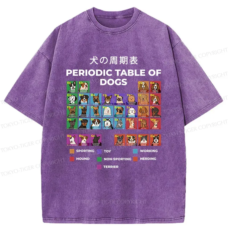 Tokyo-Tiger Periodic Table Of Dogs Washed T-Shirt