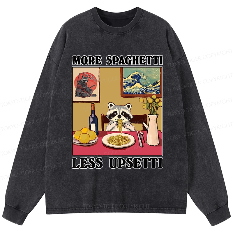 Tokyo-Tiger More Spaghetti Less Upsetti Japanese Washed Long Sleeve T-Shirt